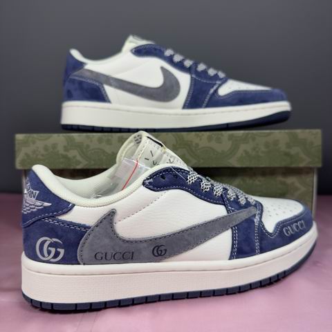 Cheap Travis Scott Air Jordan 1 Low White Grey Blue Men's Women's Shoes-43